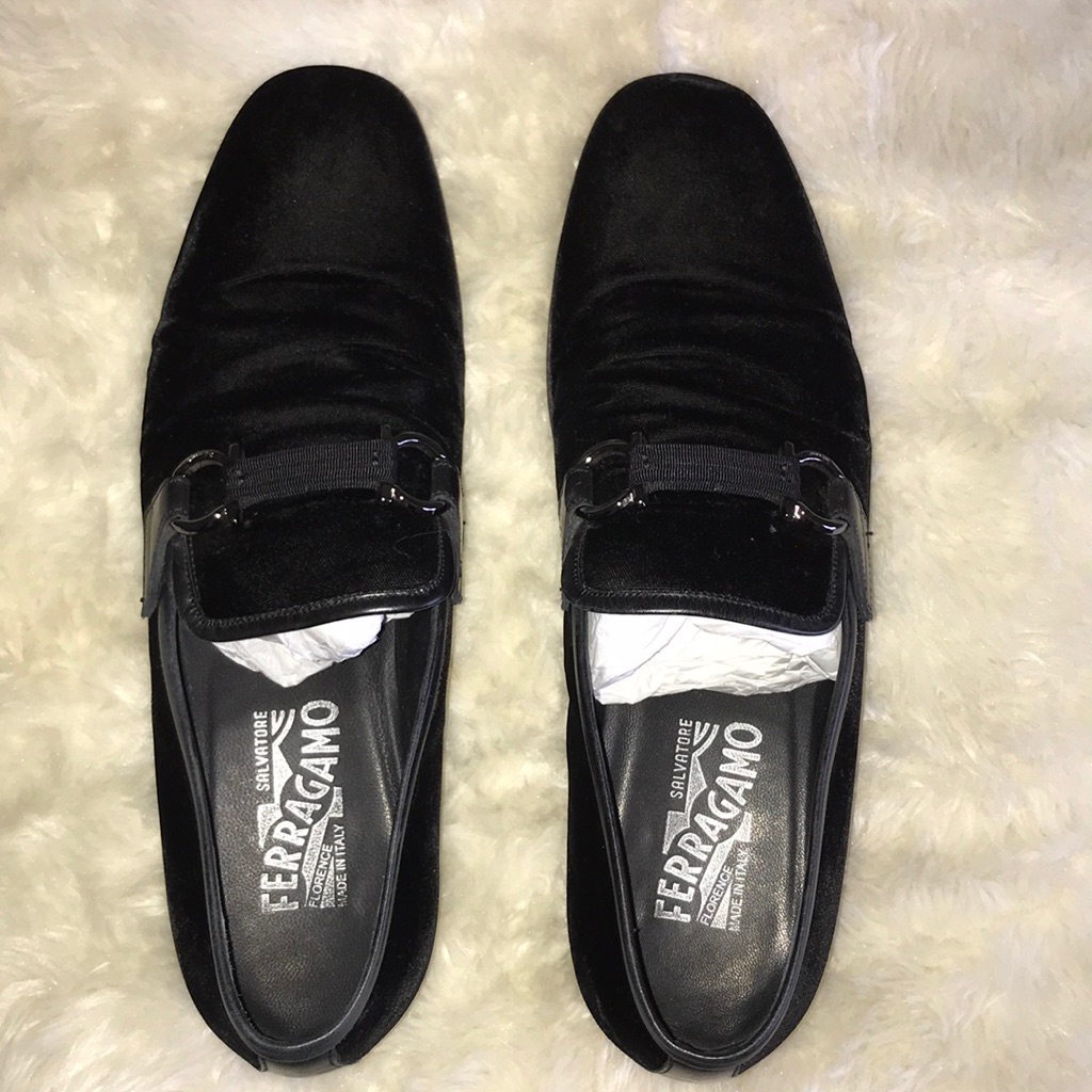 Salvatore Feragamo Black Suede Dress Shoes
